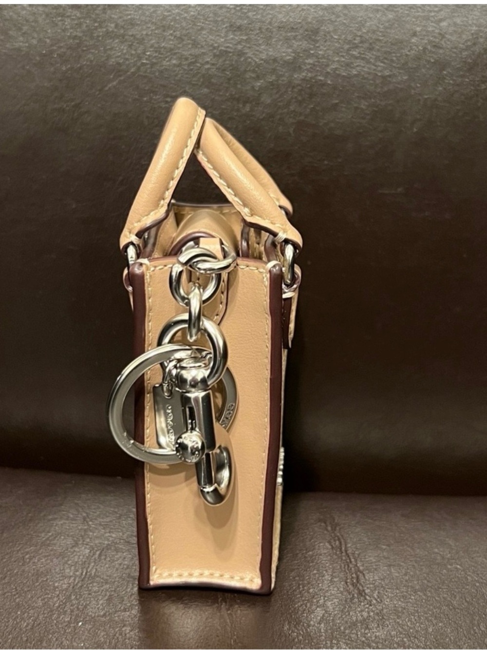 NWT Coach logo monogram Signature leather nano Mini tote charm hand bag. - Picture 10 of 13